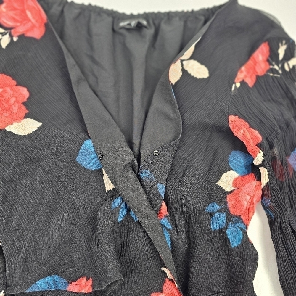 Club Monaco Jowdie Wrap-Front Tiered-Sleeves Floral-Print Silk Dress - Picture 6 of 13